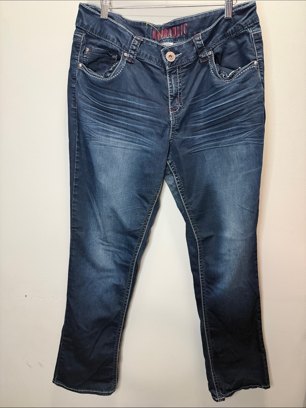 Y2K Hydraulic Dark Blue Straight Leg Jeans Size 14, L40, I30